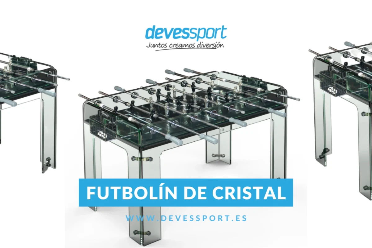 DEVESSPORT Futbolín de Cristal Templado con Jugadores Clásicos y Barras de Metal (2)