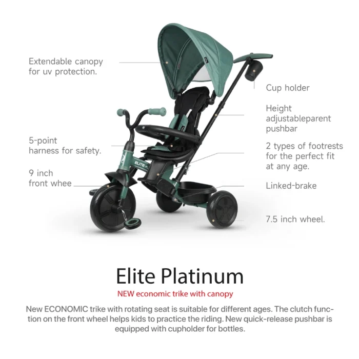 Triciclo Evolutivo Qplay Elite Platinum 6 en 1 Rosa - Imagen 3