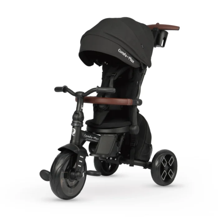 Triciclo Evolutivo Qplay Comfo Max 7 en 1 Negro / 10-72 meses + REGALO de Bolsa para manillar