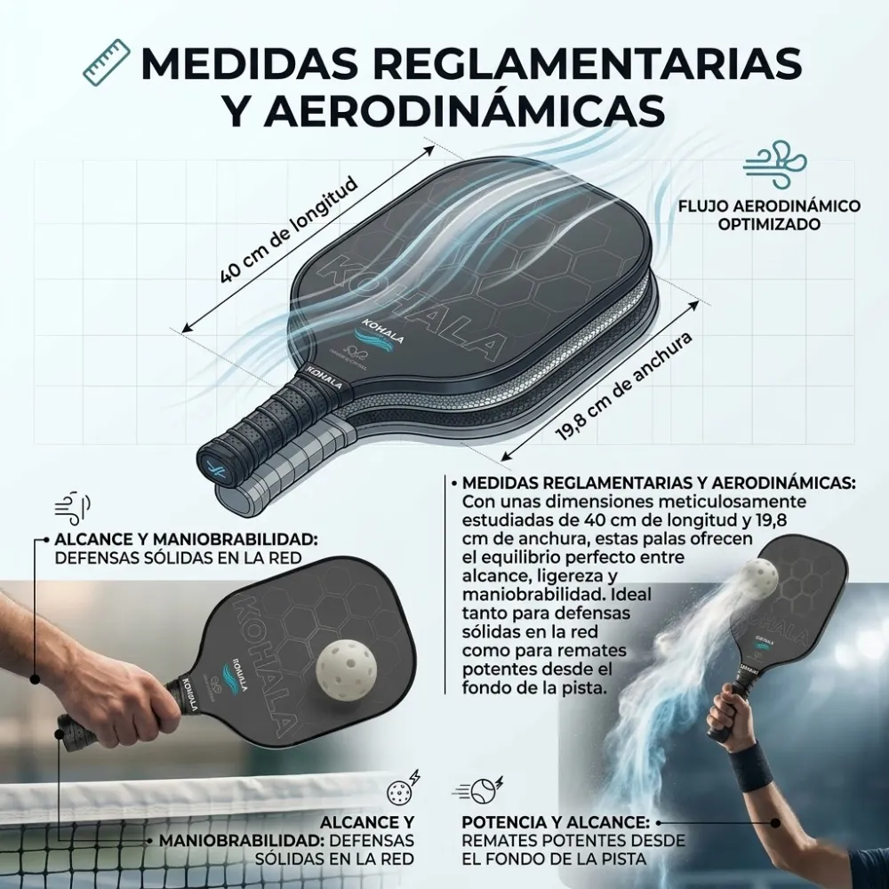 Set 2 Raquetas de Fibra de Carbono + Bolas de Pickleball Kohala - Imagen 2