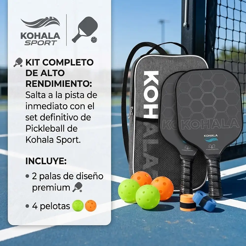 Set 2 Raquetas de Fibra de Carbono + Bolas de Pickleball Kohala - Imagen 3