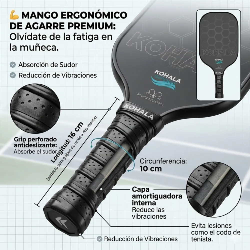Set 2 Raquetas de Fibra de Carbono + Bolas de Pickleball Kohala - Imagen 4