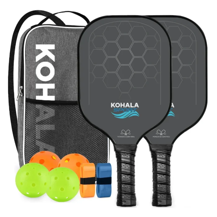 Set 2 Raquetas de Fibra de Carbono + Bolas de Pickleball Kohala
