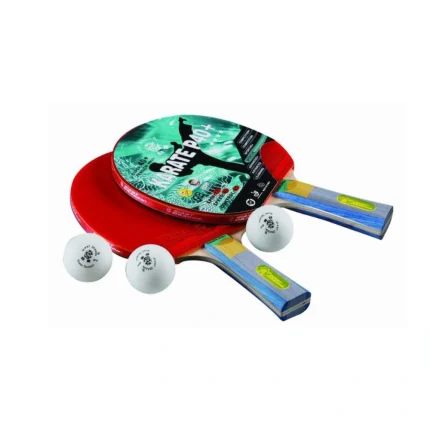 Set 2 palas ping pong, 3 pelotas en blister,  Mango cóncavo