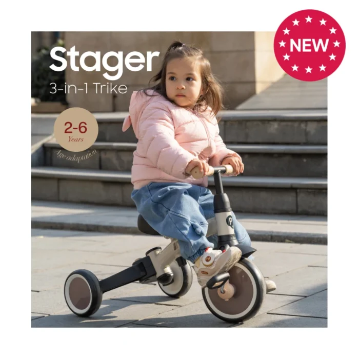 Triciclo y Bicicleta de Equilibrio Qplay Trike Stager - Evolutivo Beige/Marrón - Imagen 5