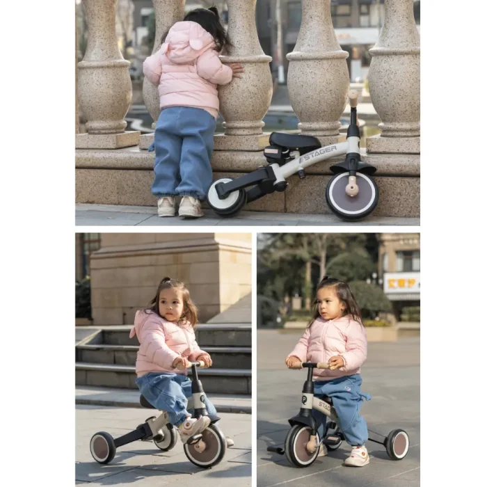 Triciclo y Bicicleta de Equilibrio Qplay Trike Stager - Evolutivo Beige/Marrón - Imagen 9