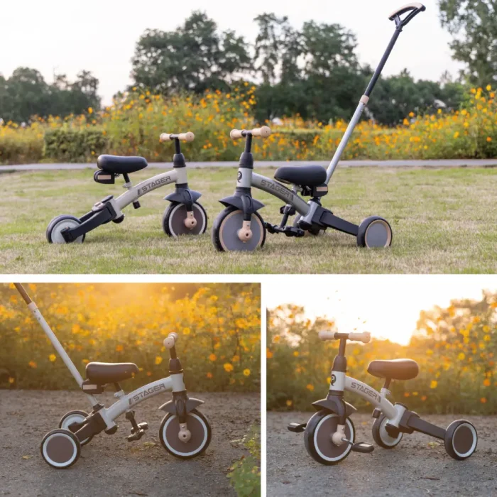 Triciclo y Bicicleta de Equilibrio Qplay Trike Stager - Evolutivo Beige/Marrón - Imagen 8