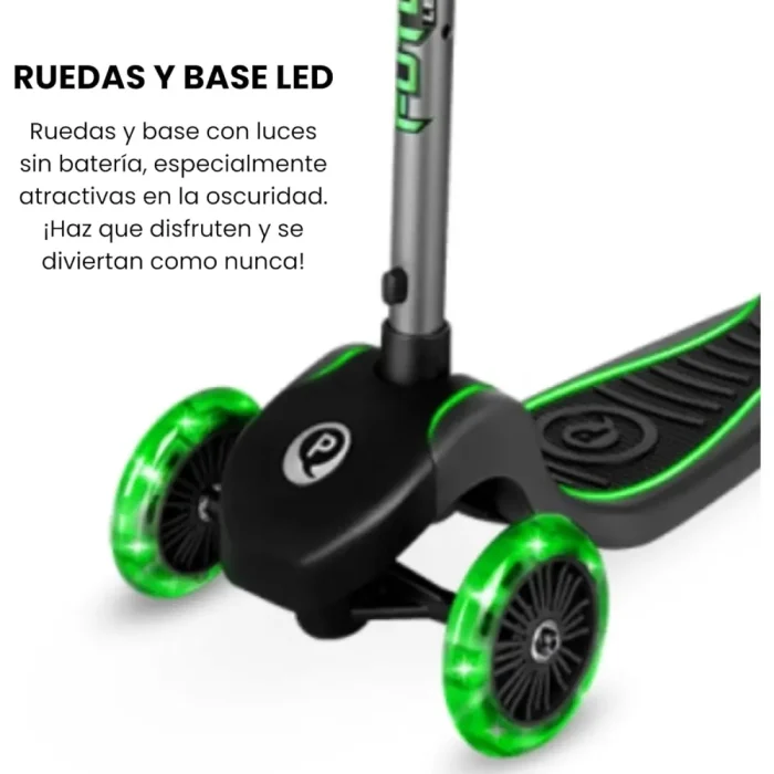 Patinete Future Scooter ECO Verde de Qplay con Luces Led - Imagen 4
