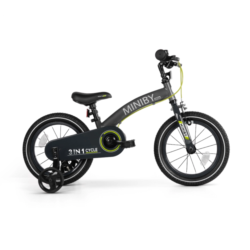 Bicicleta Infantil Miniby QPlay 14 pulgadas-3 en 1-bicicleta sin pedales - Gris