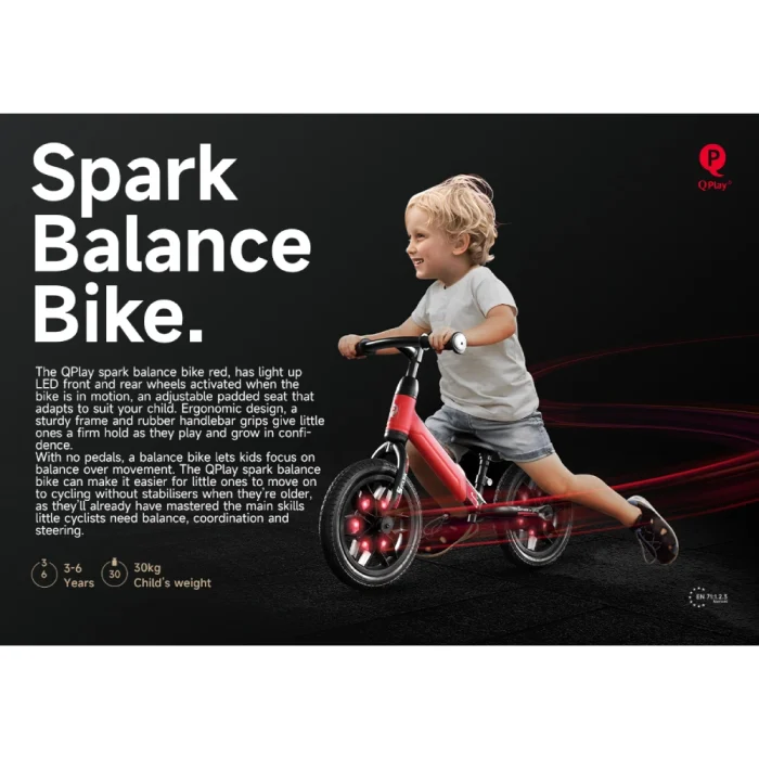 Bicicleta de equilibrio QPlay Spark 12" Rojo con Luces Led - Imagen 5