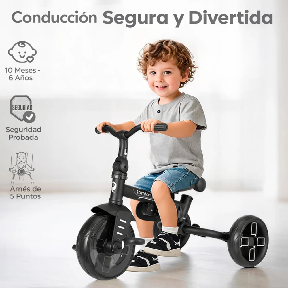 Triciclo Evolutivo Qplay Comfo Max 7 en 1 / 10-72 meses + REGALO de Bolsa para manillar - Imagen 7
