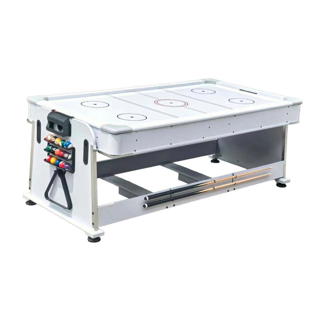 Multijuego giratorio 4 en 1 Olimpus Blanco– Tapete Azul (Billar, Air Hockey – Ping-Pong, Mesa comedor) - Imagen 2