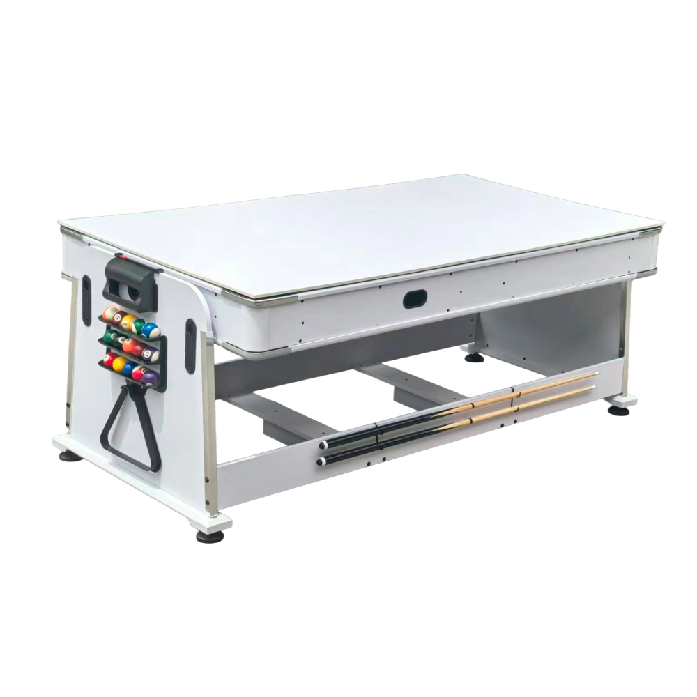 Multijuego giratorio 4 en 1 Olimpus Blanco– Tapete Azul (Billar, Air Hockey – Ping-Pong, Mesa comedor) - Imagen 4