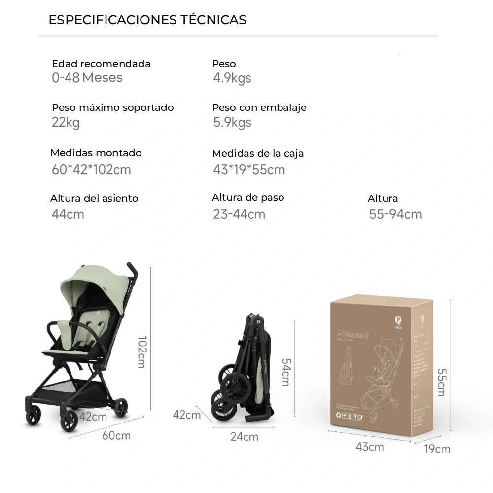 Silla de Paseo Qplay Mega Pro Blue - Imagen 2