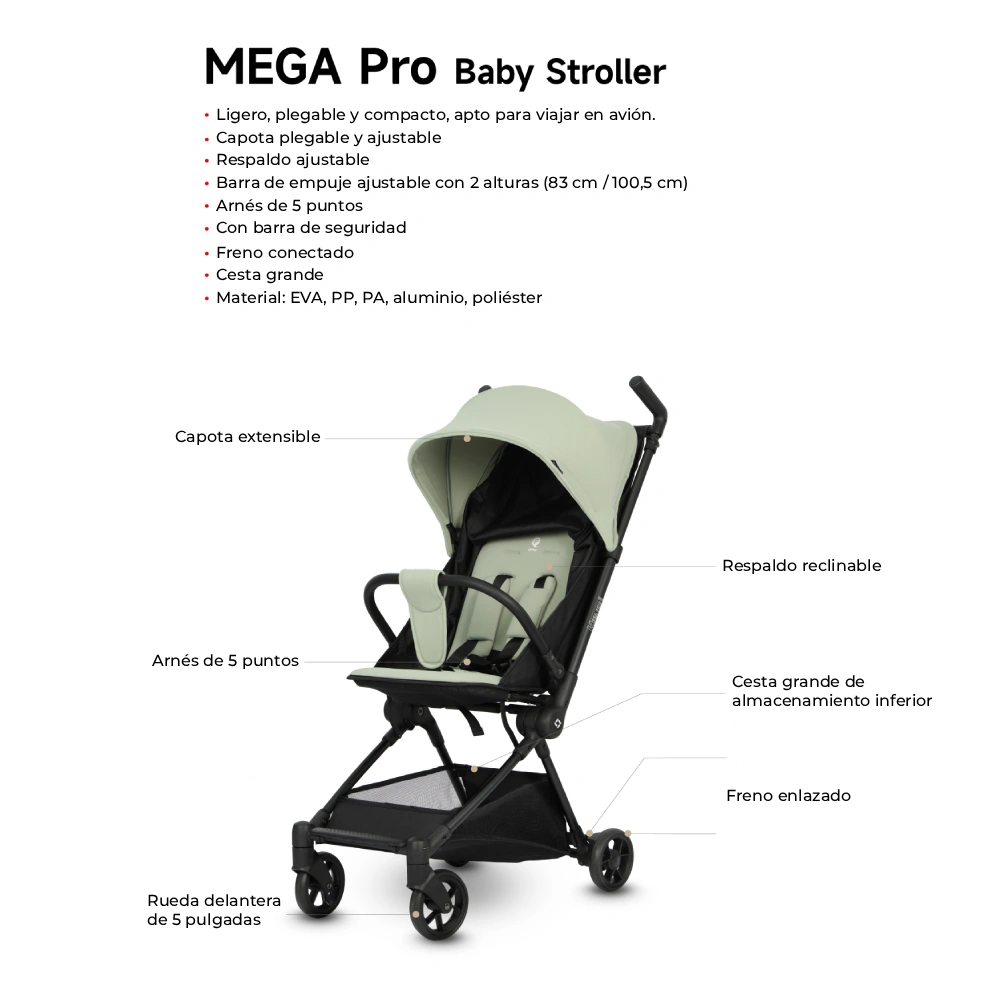 Silla de Paseo Qplay Mega Pro Blue - Imagen 3