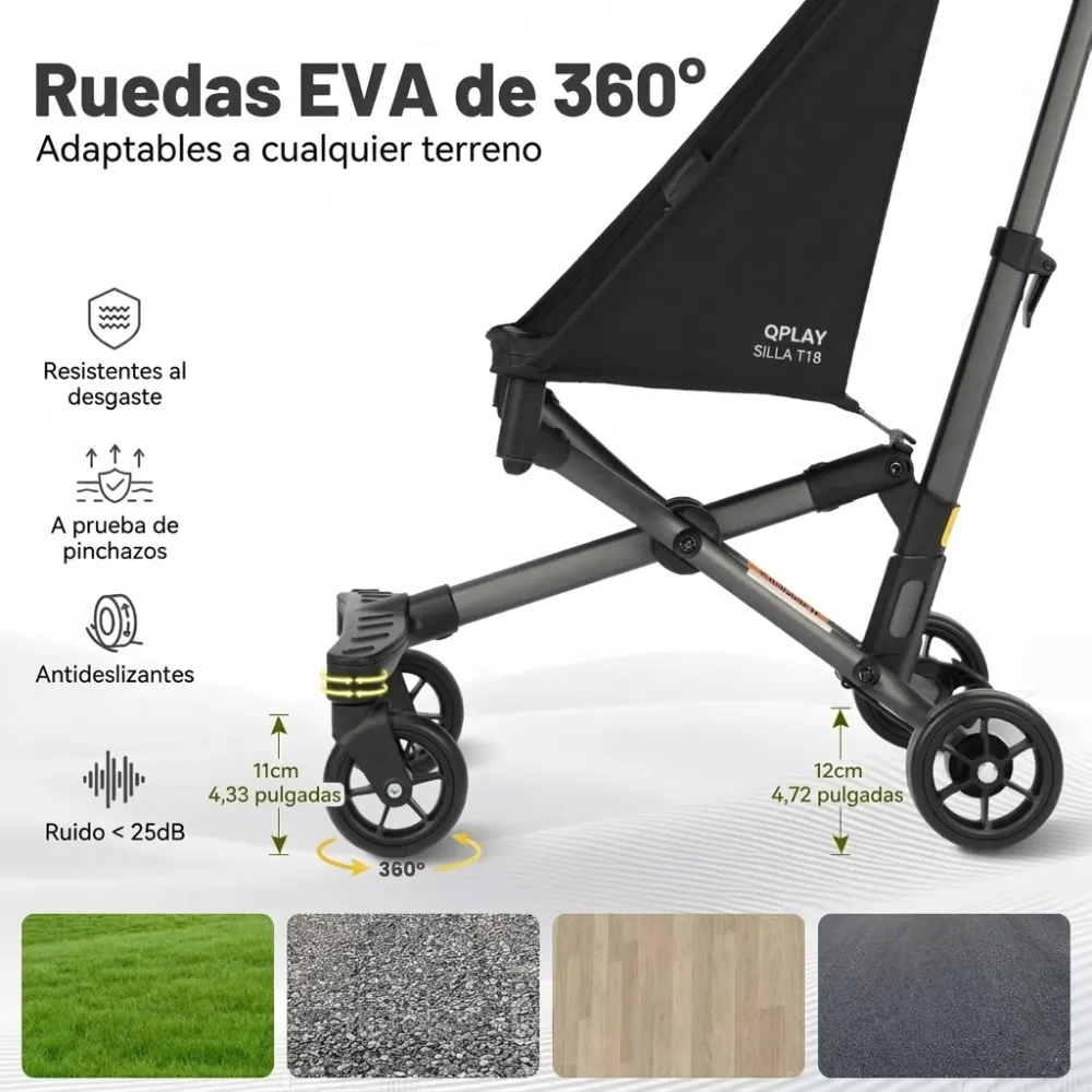 Silla de paseo ultraligera QPlay T18 – Compacta, segura y perfecta para viajar - Imagen 7