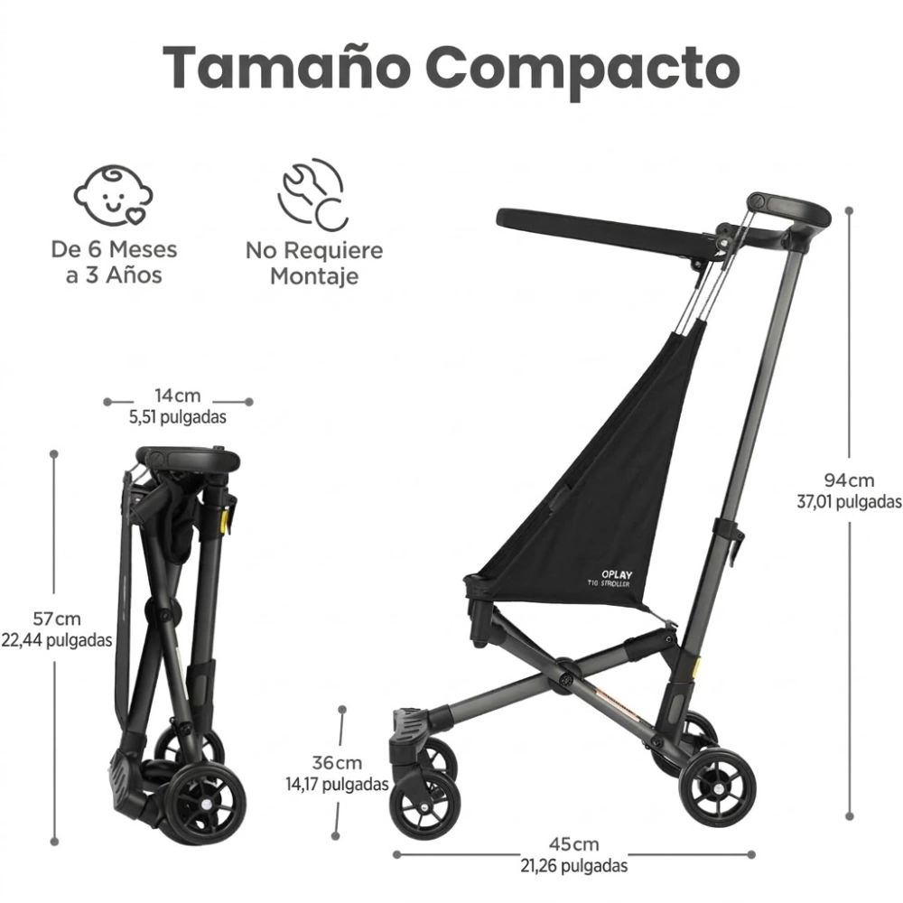 Silla de paseo ultraligera QPlay T18 – Compacta, segura y perfecta para viajar - Imagen 9