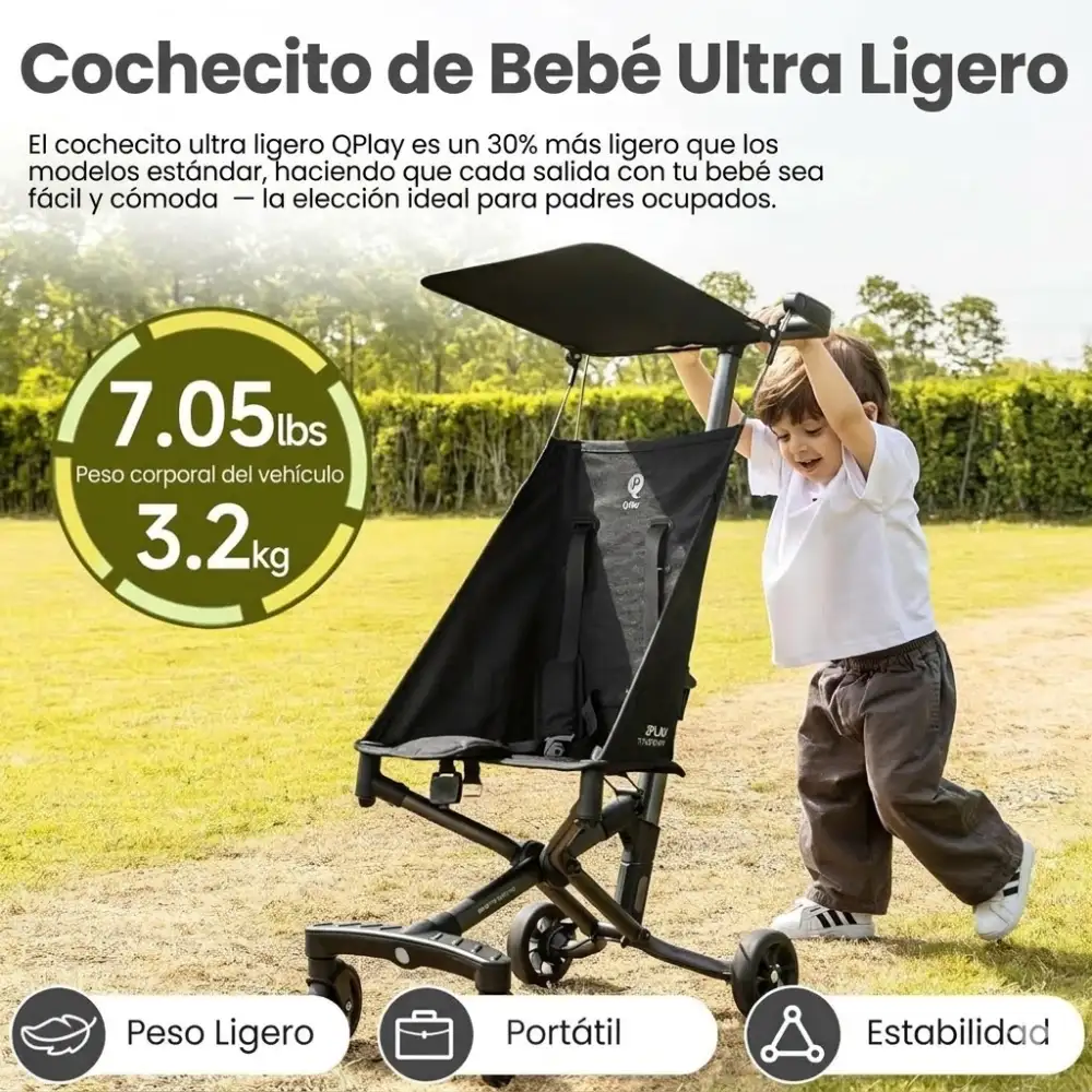 Silla de paseo ultraligera QPlay T18 – Compacta, segura y perfecta para viajar - Imagen 2