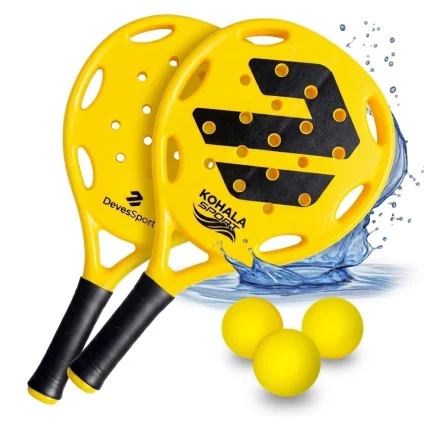 Set de 2 Palas de Playa 3 Pelotas y Bolsa de Transporte Alta Resistencia - Amarillo