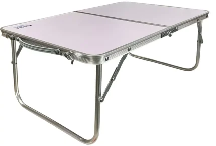 Devessport Mesa Plegable de Aluminio para Camping y Exterior con Tablero MDF - Estructura Ligera y Portátil - Medidas 164 x 47 x 40 cm - Color Plata