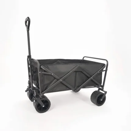 Devessport Carro de Playa Plegable con Ruedas Todoterreno de 8 Pulgadas, Estructura de Acero Reforzada y Tejido 600D Oxford, Medidas 87x60x75 cm, Color Negro
