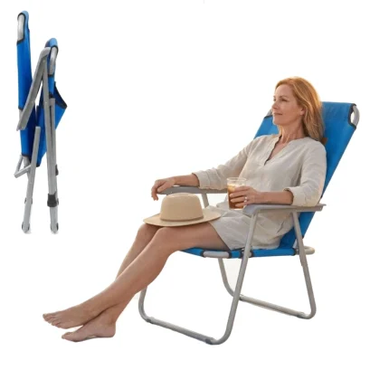 Silla de Camping Plegable Kohala - Estructura de Acero 22mm y Tejido Poliéster 600D con PVC - 45x54x85cm - Color Azul