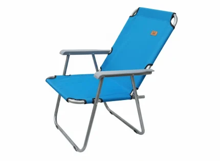 Devessport - Silla de Camping Plegable Kohala - Estructura de Acero 22mm y Tejido Poliéster 600D con PVC - 45x54x85cm - Color Azul