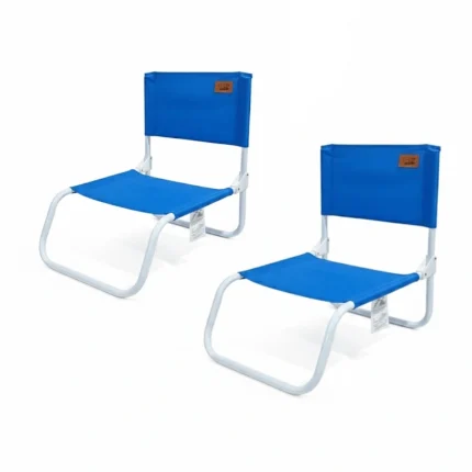 Silla de Playa Baja Plegable Kohala - Estructura de Acero y Tejido Poliéster 600D de Alta Resistencia - Color Azul - 164x47x40cm - 2