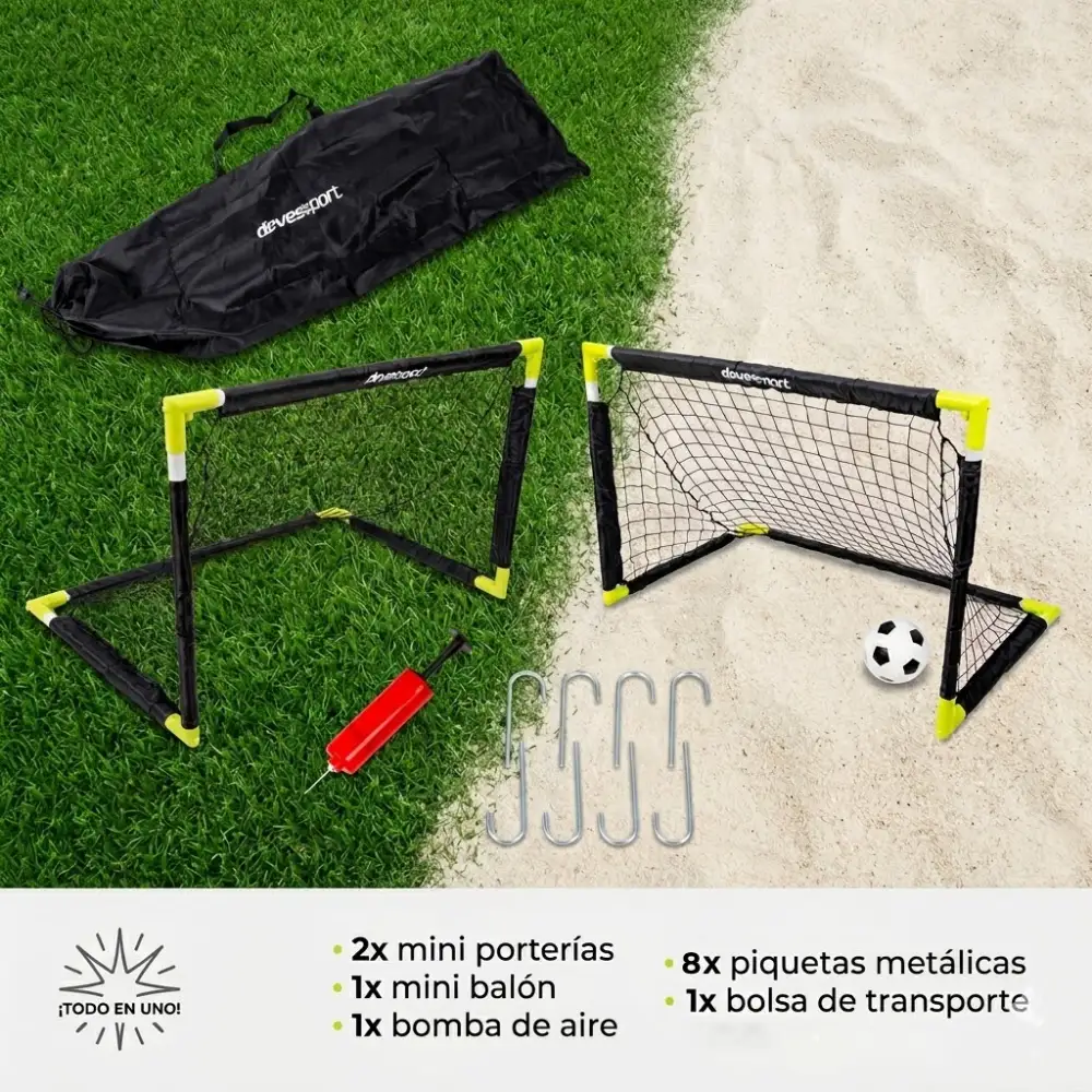 Set de 2 Mini Porterías de Fútbol para Niños, 90x60x60 cm - Imagen 2