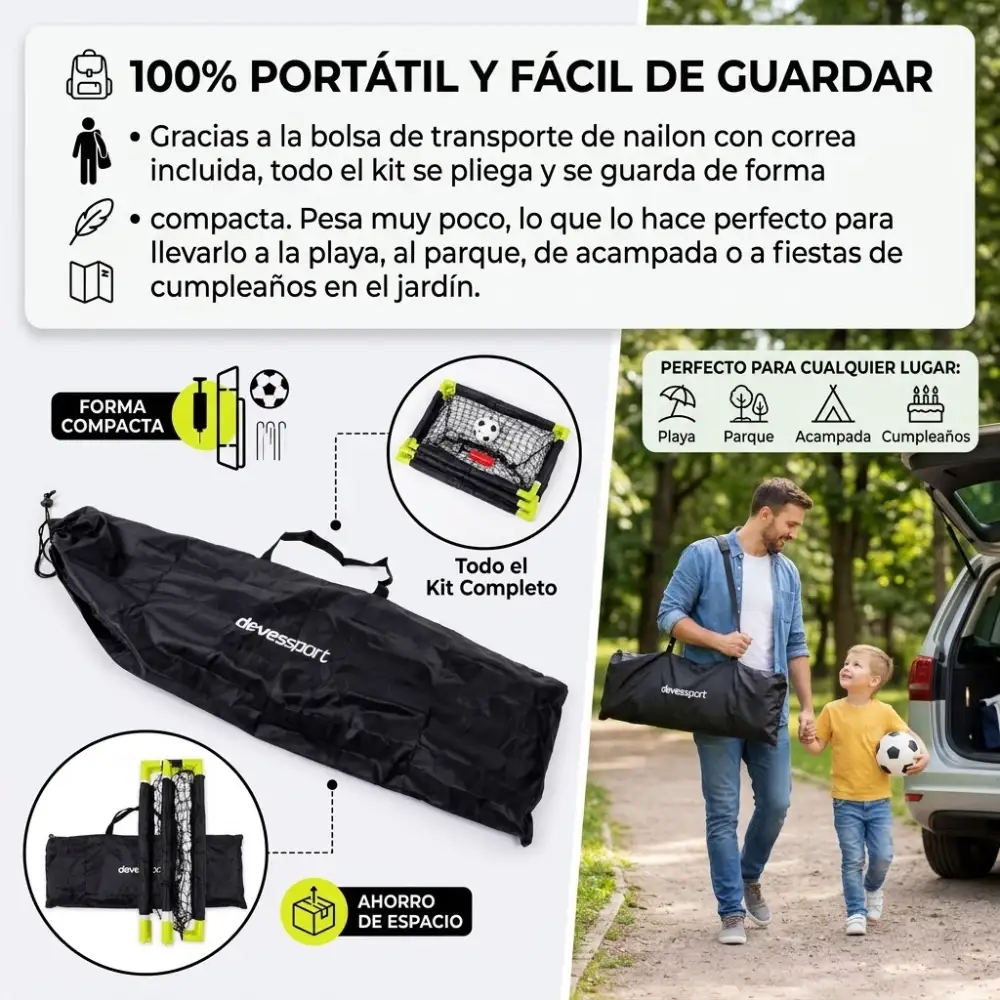 Set de 2 Mini Porterías de Fútbol para Niños, 90x60x60 cm - Imagen 3