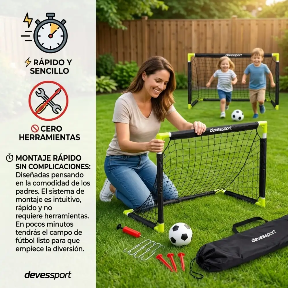 Set de 2 Mini Porterías de Fútbol para Niños, 90x60x60 cm - Imagen 4