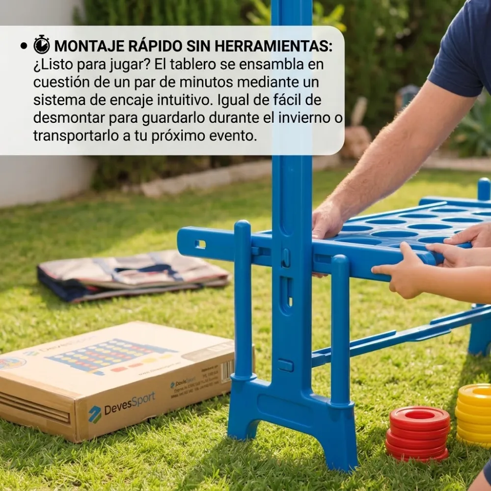 Giant 4 in Line - Juego de 4 en Raya Gigante para Niños y Familia - Juego de Mesa XXL para Jardín, Exterior y Fiestas - Estructura Resistente con Fichas Rojas y Amarillas - Imagen 5