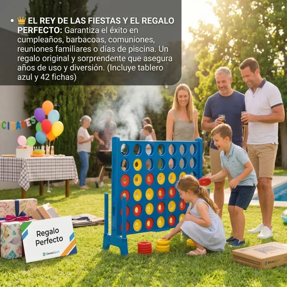 Giant 4 in Line - Juego de 4 en Raya Gigante para Niños y Familia - Juego de Mesa XXL para Jardín, Exterior y Fiestas - Estructura Resistente con Fichas Rojas y Amarillas - Imagen 4