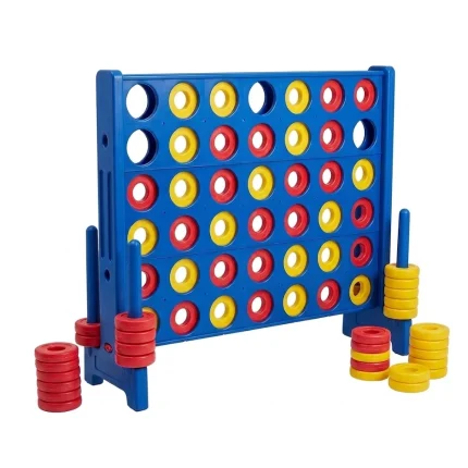 Giant 4 in Line - Juego de 4 en Raya Gigante para Niños y Familia - Juego de Mesa XXL para Jardín, Exterior y Fiestas - Estructura Resistente con Fichas Rojas y Amarillas