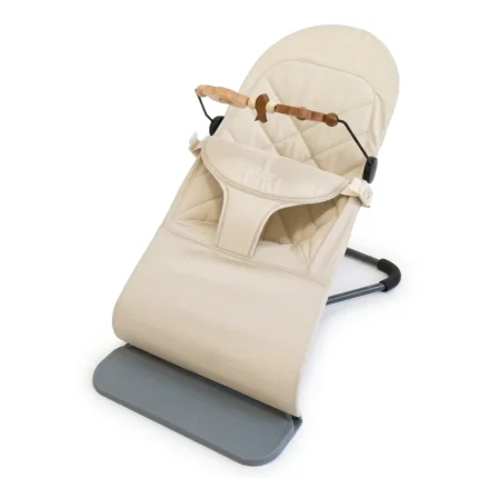 Hamaca para Bebé con 3 Posiciones Ajustables | Plegado con un Botón, Bolsa de Viaje y Base Antideslizante | Estructura de Acero con Acabado Madera y Tela – 69,5 x 45 x 57